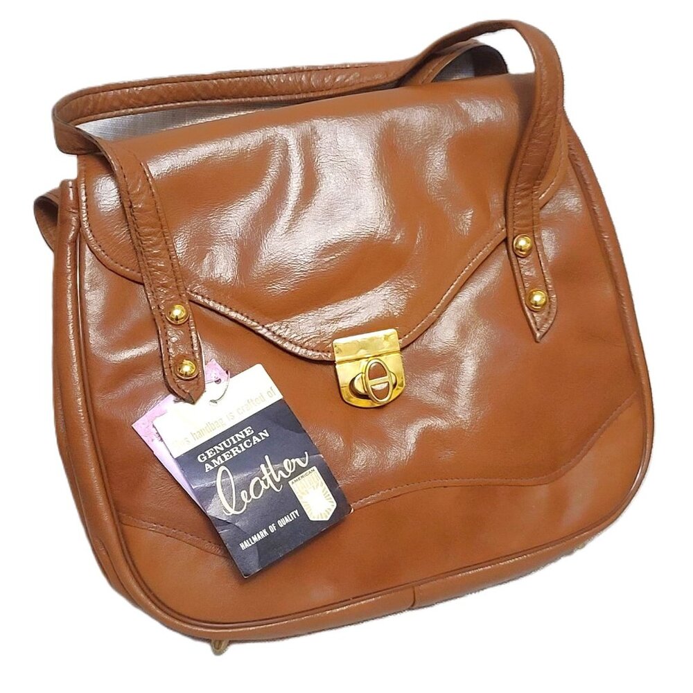 Vintage 70's Leather Satchel Purse New with Tags